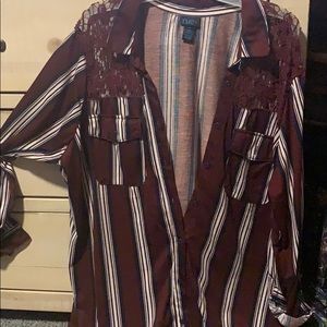 Rue 21 3x lace detail flannel button down